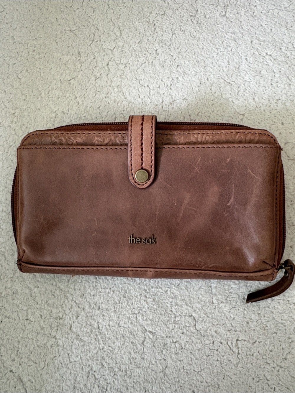The Sak Brown Leather Zip Wallet Organizer